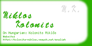 miklos kolonits business card