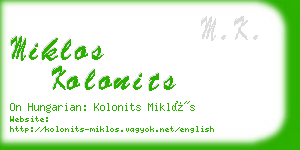 miklos kolonits business card